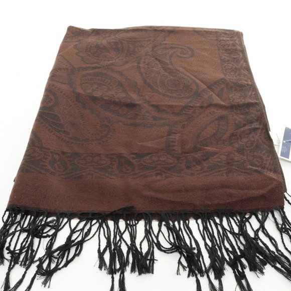 WestLoop Pashmina Scarf • 22x66 • Brown Paisley • NWT - Picture 5 of 13